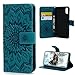 iPhone X Case, iPhone 10 Wallet Case PU Leather Embossed Sunflower Magnetic Closure Credit Card Holder Flip Stand Folio Protective Cover Case for iPhone X / iPhone 10, Blue