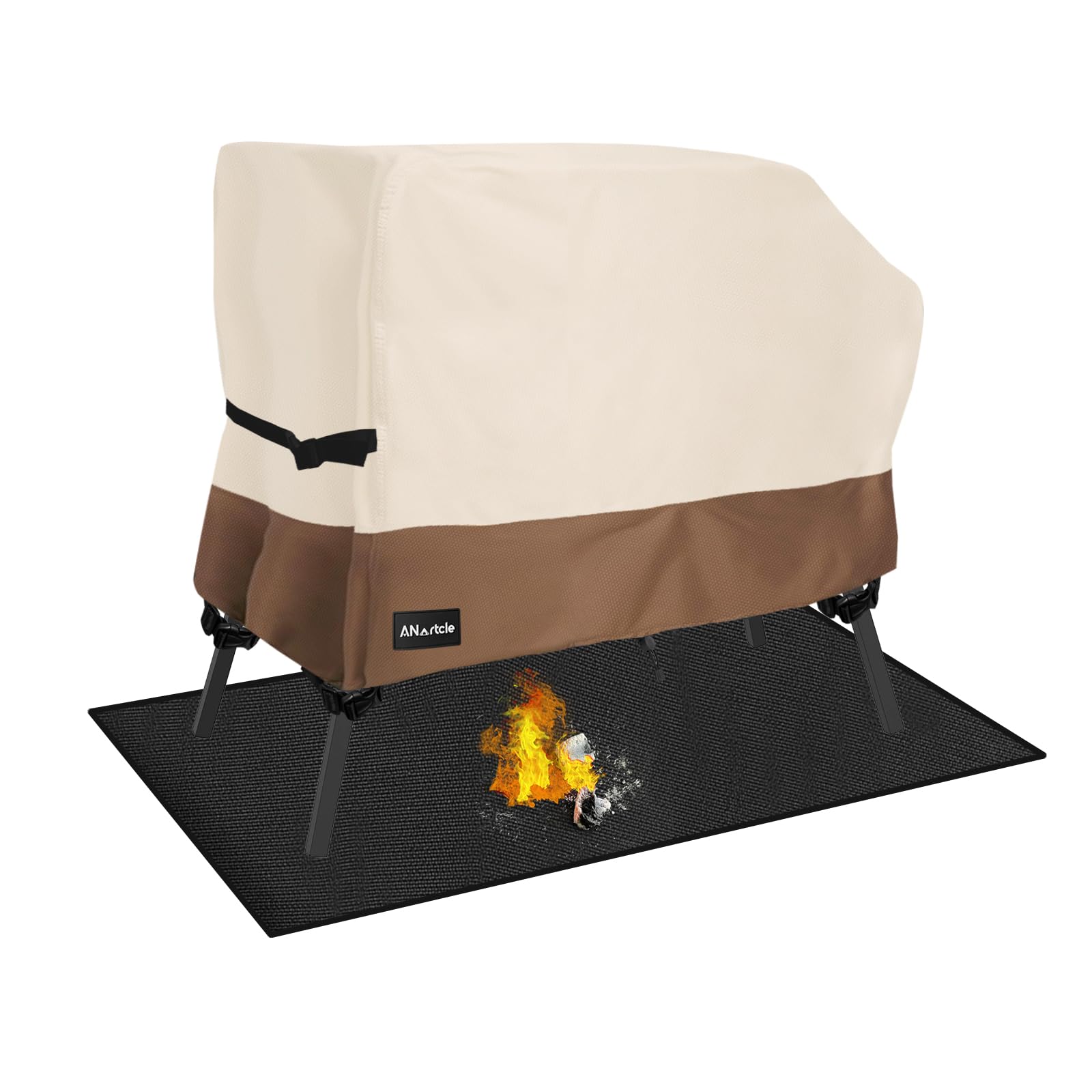 Photo 1 of ANartcle Grill Cover for Blackstone 22 inch with Under Grill Mat, 600D Waterproof Heavy Duty Outdoor BBQ Grilling Cover, Fireproof Griddle Mat, Beige