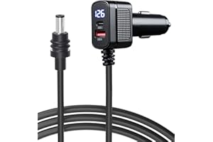 Car Charger Cable for Starlink Mini 16.5FT with Display - 12-24V Cigarette Lighter to DC Power Cable, 60W DC + 33W Dual USB-C