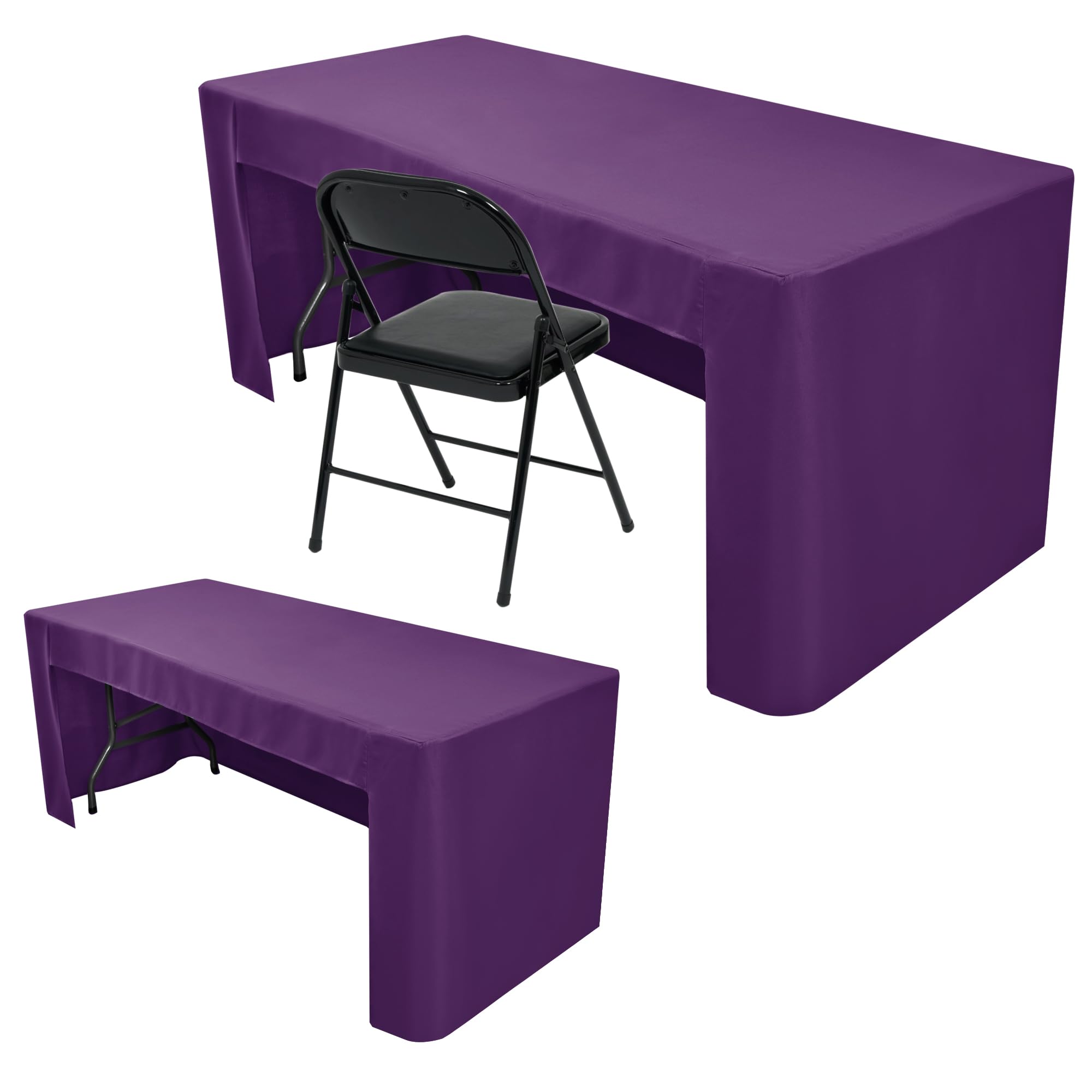 Photo 1 of Nasitos 2 Pack 6' Fitted Tablecloth Purple Trade Show Table Cloth-Open Back Valentines Tablecloth Washable and Wrinkle Resistant Rectangular Trade Show Table Cover for Parties, Banquet, Baby Shower