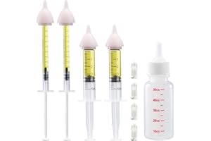 HAOYUSTORE Pet Feeding Kit, Kitten Bottle Feeding Kit, Newborn Kitten Supplies, Fit for Feeding Newborn Puppies, Kitten, Squirrel, Rabbit, Hamster, 1 * Milk Bottles, 4 Pet Nipple