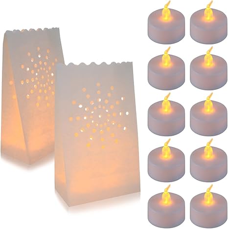 Amazon Com Acelist 30 Set Luminaries Bag With Flameless Candles