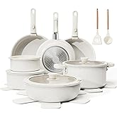 Bazova 22-Piece Pots and Pans Set Non Stick with Removable Handles, Ceramic Cookware Set, Large-Capacity & Non Toxic, Induction & RV Compatible, Dishwasher Safe, PFAS/PTFE/PFOA Free, White