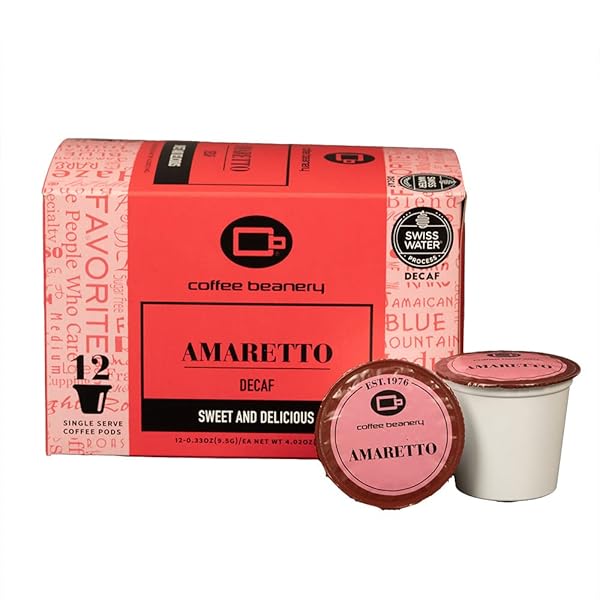 AMARETTO DECAF COFFEE PODS BY COFFEE BEANERY | 12CT MEDIUM ROAST ARBICA COFFEE