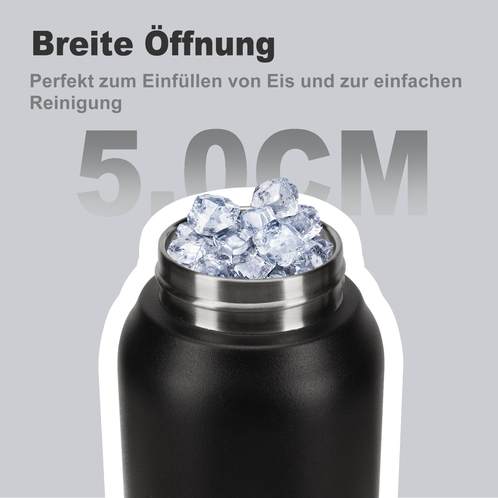 UZSPACE Edelstahl Trinkflasche 1l (970ml), Isolierte Thermosflasche mit 1-Klick-Öffnung, 100% Auslaufsicher, Sport Wasserflasche für Wandern Sport Fitness Gym Outdoor, Schwarz 6