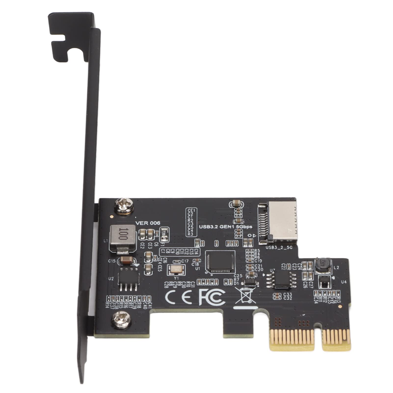 PCI E Riser Card, PCI E to USB3.2 GEN1 5Gbps Type E Type A KEY Riser Adapter Card with Type C Front Interface for WIN XP / 7/8 / 10/11, for LINUX (Black)