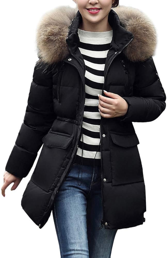 SOYNIA Daunenjacke Damen Winter - Slim Fit Mit Kapuze Baumwoll Mantel