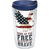 Tervis 1213753 Home Of The Free Tumbler With Lid, 16 oz, Clear