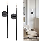 Black Candle Sconces Long Wall Candle Holder, Set of 2 Large Wall Candle Sconce Modern Chic Home Decor for Bedroom, Dining Ro
