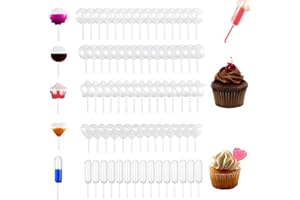 YQkangzhu 250Pcs 4ml Cupcakes Pipette, 5Styles Mini Squeeze Transfer Cupcake Pipettes, Disposable Clear Plastic Droppers, Squ