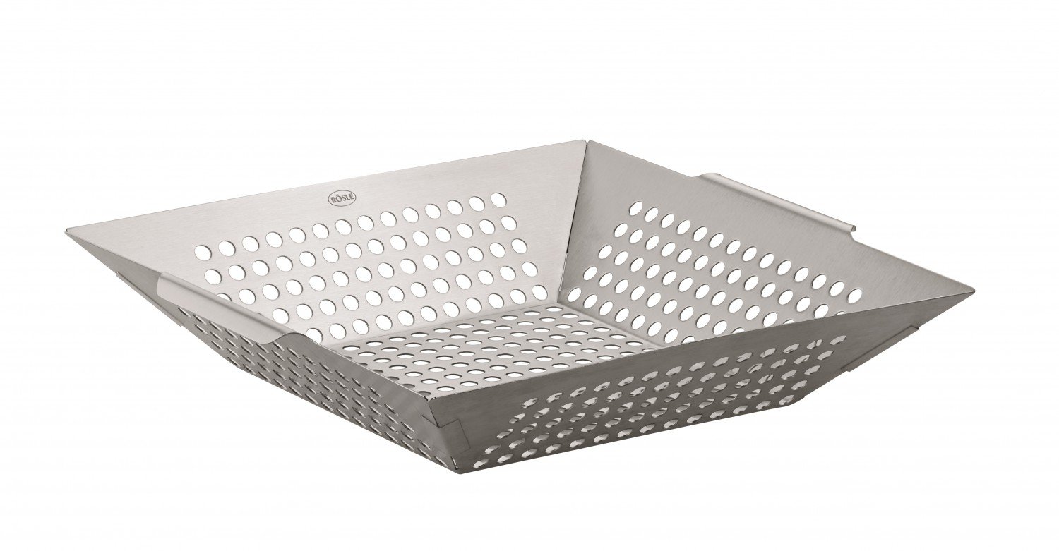 Rösle 25080 Barbecue and Chestnut Pan, Stainless Steel, 32.5x30x7 cm