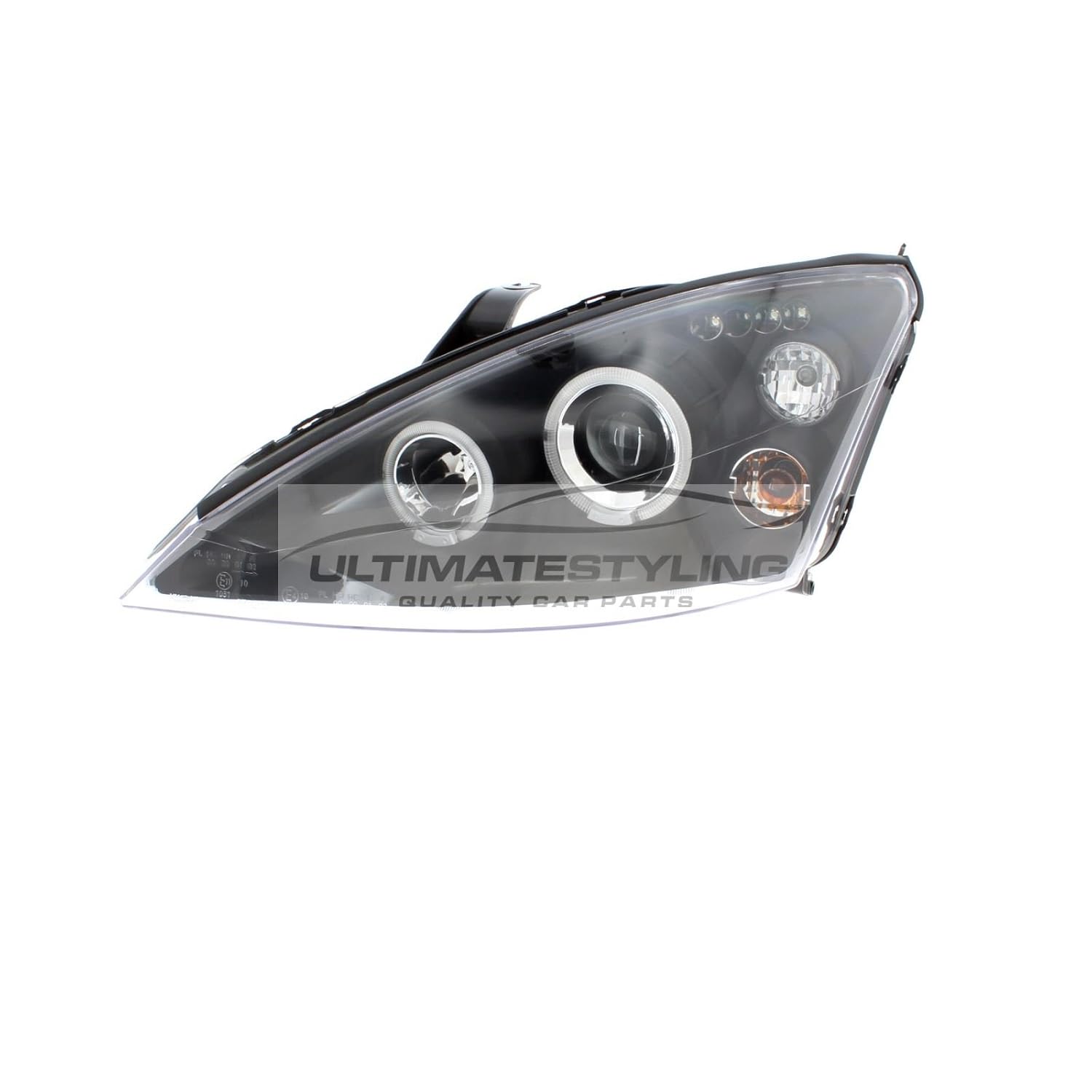 aftermarket Ford Focus Mk1 2001-2004 Black Angel Eye Halo Projector Head  Lights Lamps Pair Pair Left & Right + Free Ultimate Styling Air Freshener:  ...