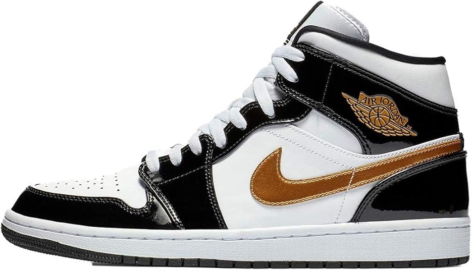 Jordan Nike Air 1 MID SE 852542 007 Men's BlackWhiteGold