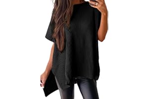 SHEWIN Womens Tops Crewneck Short Sleeve Sweater Causal Tunic Tops Lightweight Summer Sweaters for Women