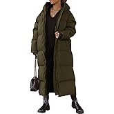 Tankaneo Womens Hooded Long Quilted Coat Maxi Length Long Sleeve Puffer Jacket Warm Padded Coat Thick Winter Outerwear