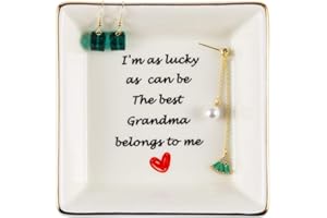 AREOK Best Grandma Gifts from Grandson Granddaughter - Grandma Christmas Birthday Gifts - Best Gifts for Grandma Grandmother, Birthday Gifts for Grandma, Jewelry Tray, Ring Dish Holder
