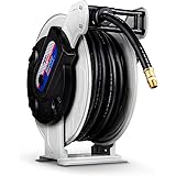 AlphaWorks Fuel Hose Reel Retractable Elite 3/4" Inch x 65' Feet Extra Long Premium Commercial NBR Hose MAX 300PSI Heavy Duty