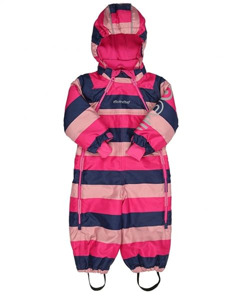 Minymo Mädchen Schneeanzug mit Doppelreißverschluss gestreift in Zephyr, Größe:74, Farbe:Zephyr