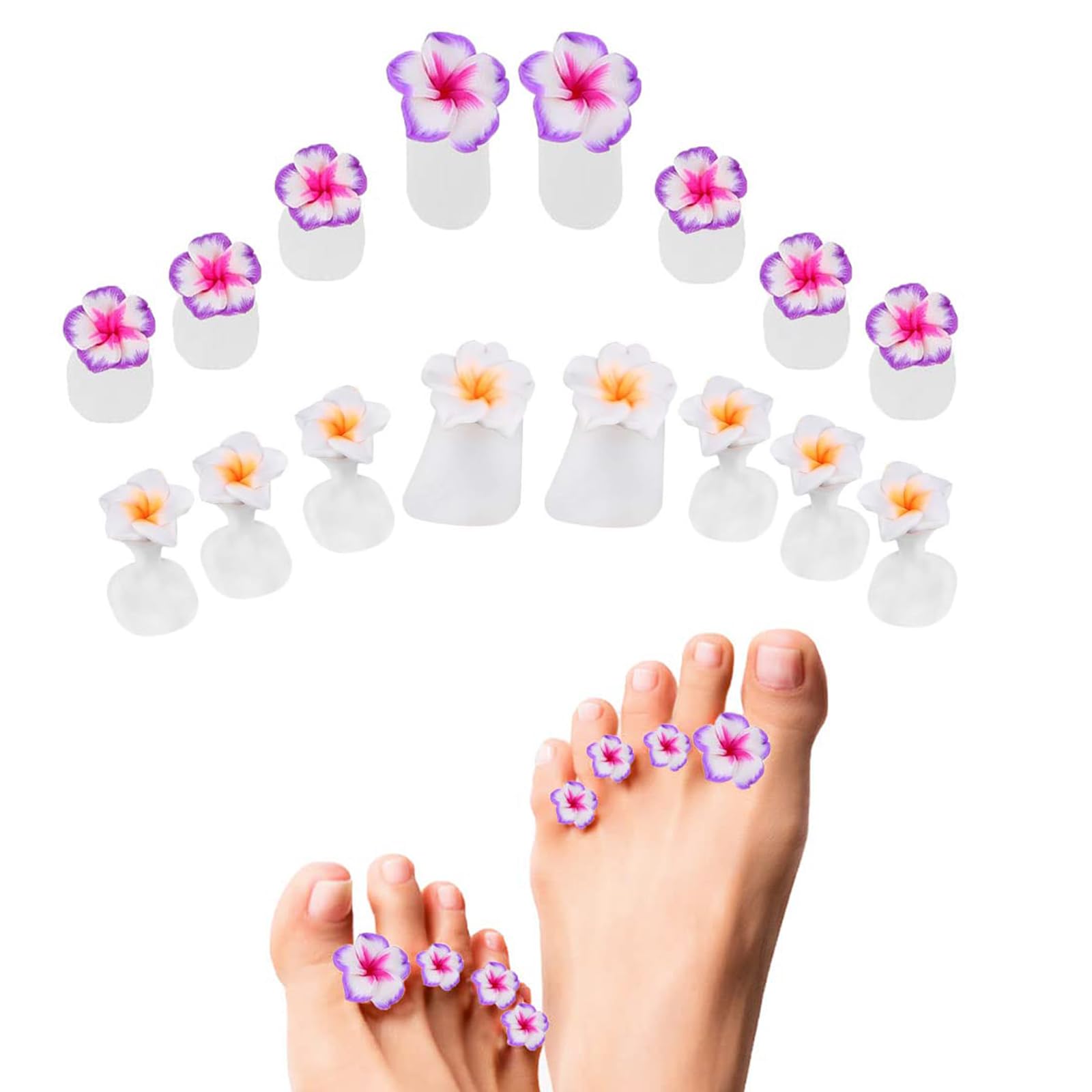 HEALLILY 2 Set Toe Separator Nail Polish Toe Spacers Silicone Flower Shape Individual Fingers Nail Stretchers Polish Guards Pedicure Tool