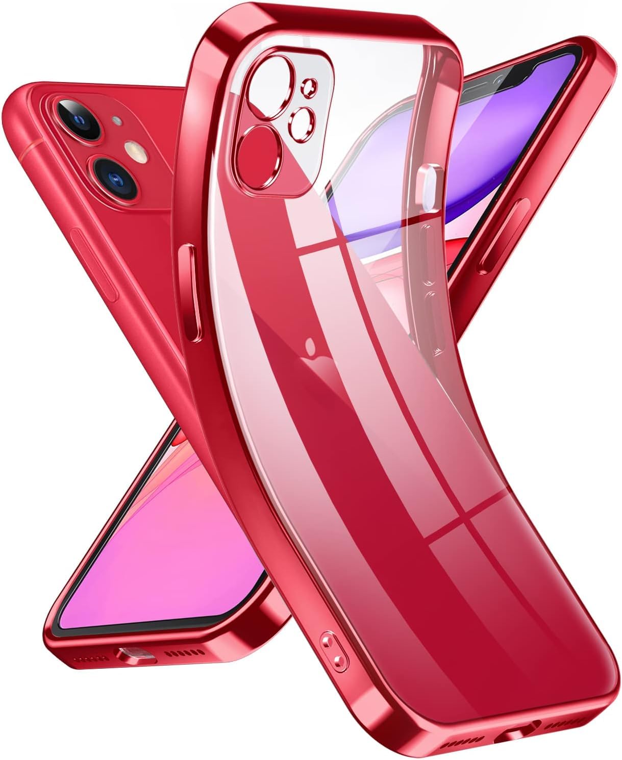 Supdeal Crystal Clear Case for iPhone 11, [Never Yellow] [Camera Protection], Thin Slim Fit Transparent Soft Silicone Phone Protective Case Cover, 6.1 Inch, Red — image 1