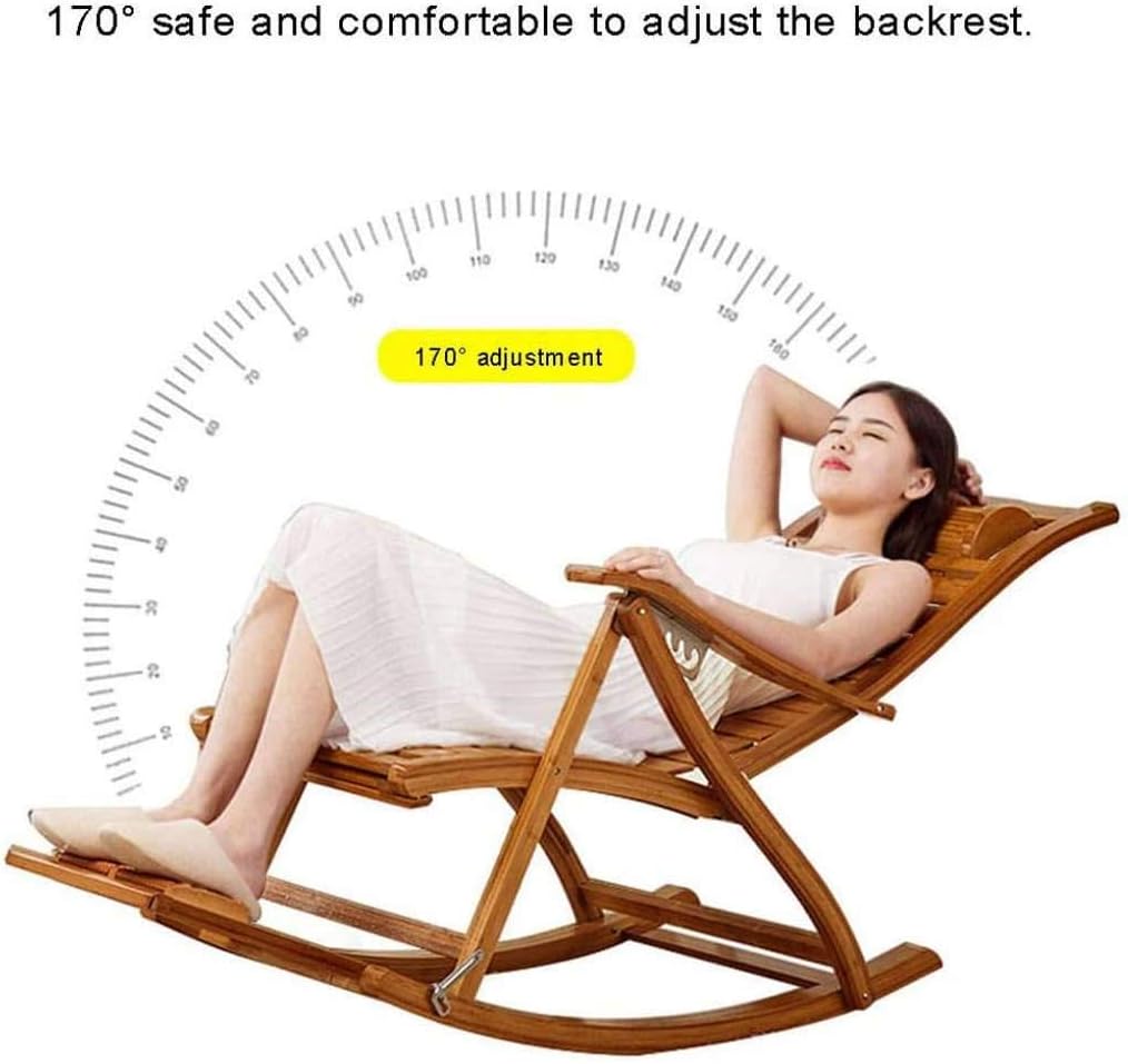 MO&SU Folding Rocking Chair, Portable 170Degree Adjustment Patio Chaise Lounger Recliner Recliner Garden Chair-B: Furniture & Decor