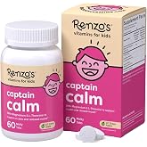 Renzo's Captain Calm Kids Magnesium Supplement with L-Theanine, Dissolvable Kids Vitamins for Relaxation and Mood Support, Sugar-Free Melty Tabs, Green Apple Flavor, 60-Count (1-2 Month Supply)