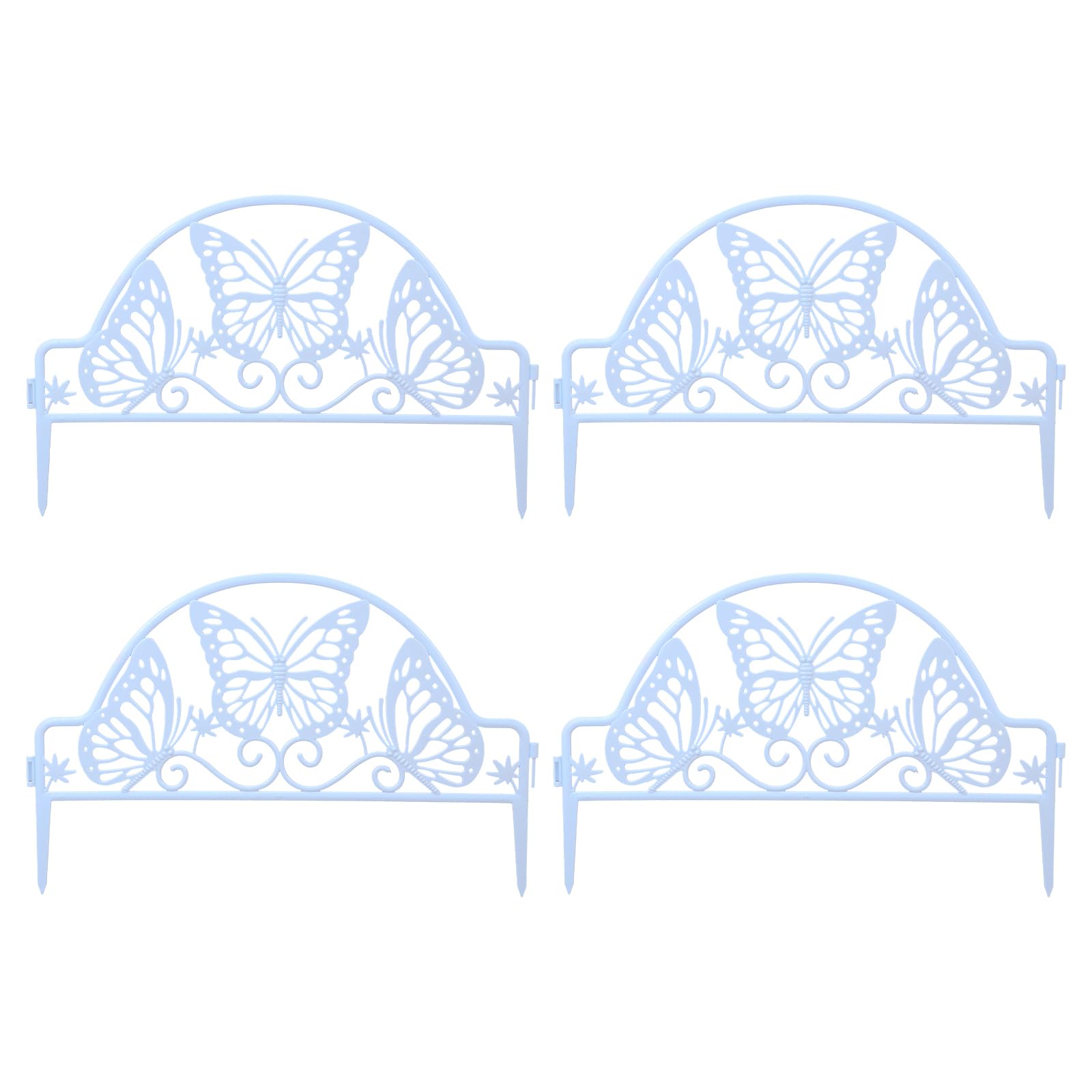 Happyyami 4pcs Garden Fence Edging Border Decorative Fence Picket Hollow Butterfly Landscape Panels Stake Small Flowerbeds Plant Border for Pool Patio Pathways