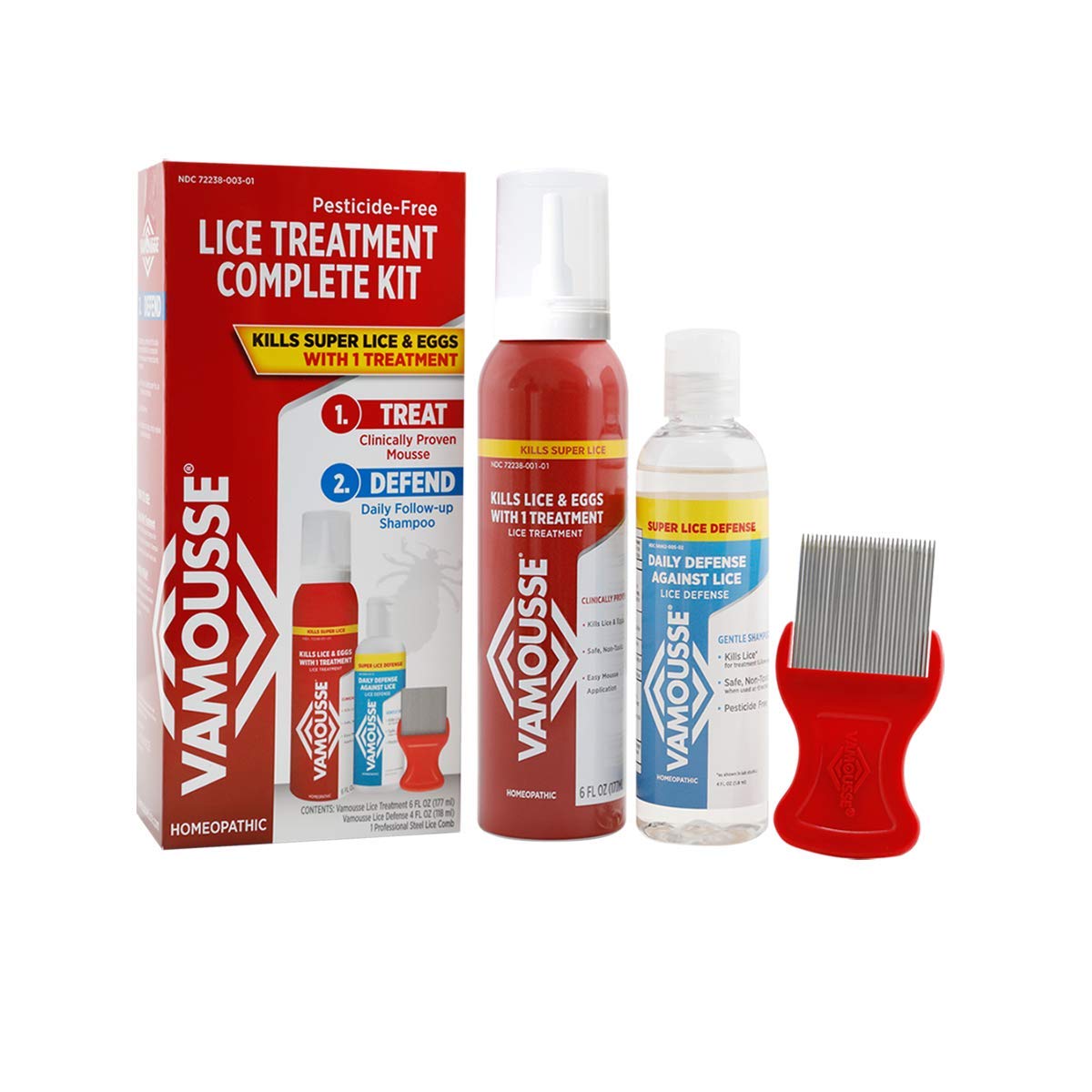 Vamousse Lice Treatment Complete Kit Includes Lice Treatment Mousse