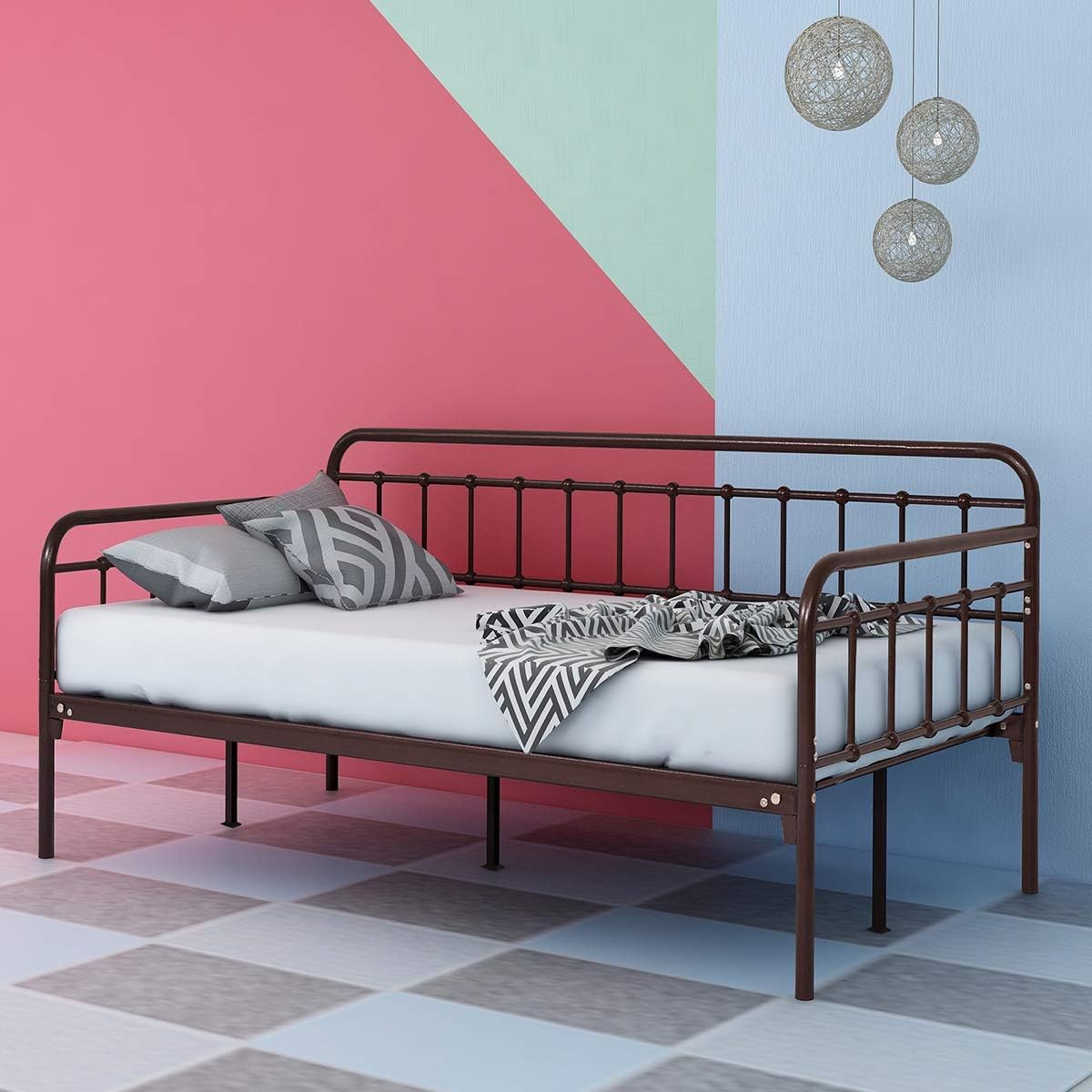 Metal Day Bed Frame Slats Platform Twin Day Bed No Box Spring Sofa Bed
