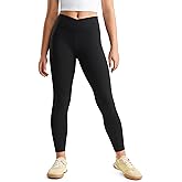 CRZ YOGA Girls Butterluxe Crossover Waist Yoga Leggings - Athletic Sports Casual Pants V Cross Tights Kids Teen