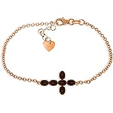 Galaxy Gold GG Garnet Cross Bracelet in 14k Rose Gold