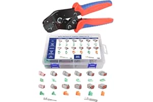 YMYP 94Pcs 6 Sets Deutsch DT Connector Kit，2/3/4/6/8/12 Pin DT Connectors with Open Barrel Crimping Tool Size 16 Stamped Contacts, IP68 Waterproof Automotive Boats Connectors