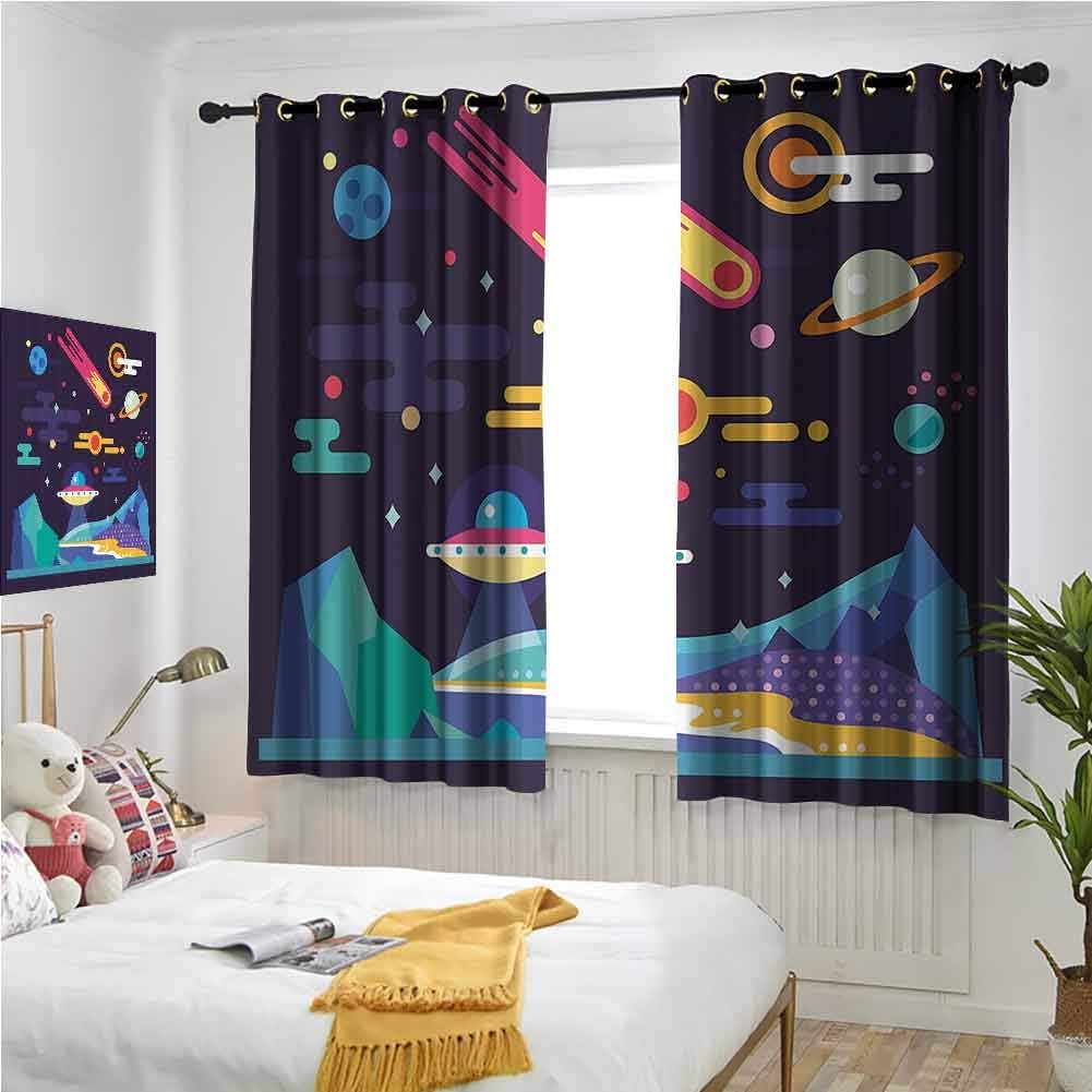 Multicolor Curtains 108 Inches Long, Space Room Darkening Curtains