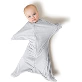 SleepingBaby Zipadee-Zip Transition Swaddle - Cozy Baby Swaddling Blanket with Zipper Convenience - Roomy Wearable Blanket for Easy Diaper Changes - 12-24 Month - Recharge Silver Heather