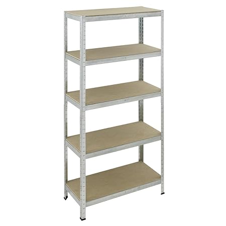 pro-bau-tec 10077 Schwerlaststeckregal 175 kg, 180 x 90 x 40 cm, 5 MDF-Böden, verzinkt