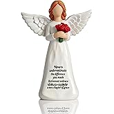 AMOIENSIS Retirement Angel Figurine Gift for Woman, Thank You Retirement Gift for Retiring Coworker Teacher Nurse, 7 inch Red Rose Angel Statue for Retirement Gifts