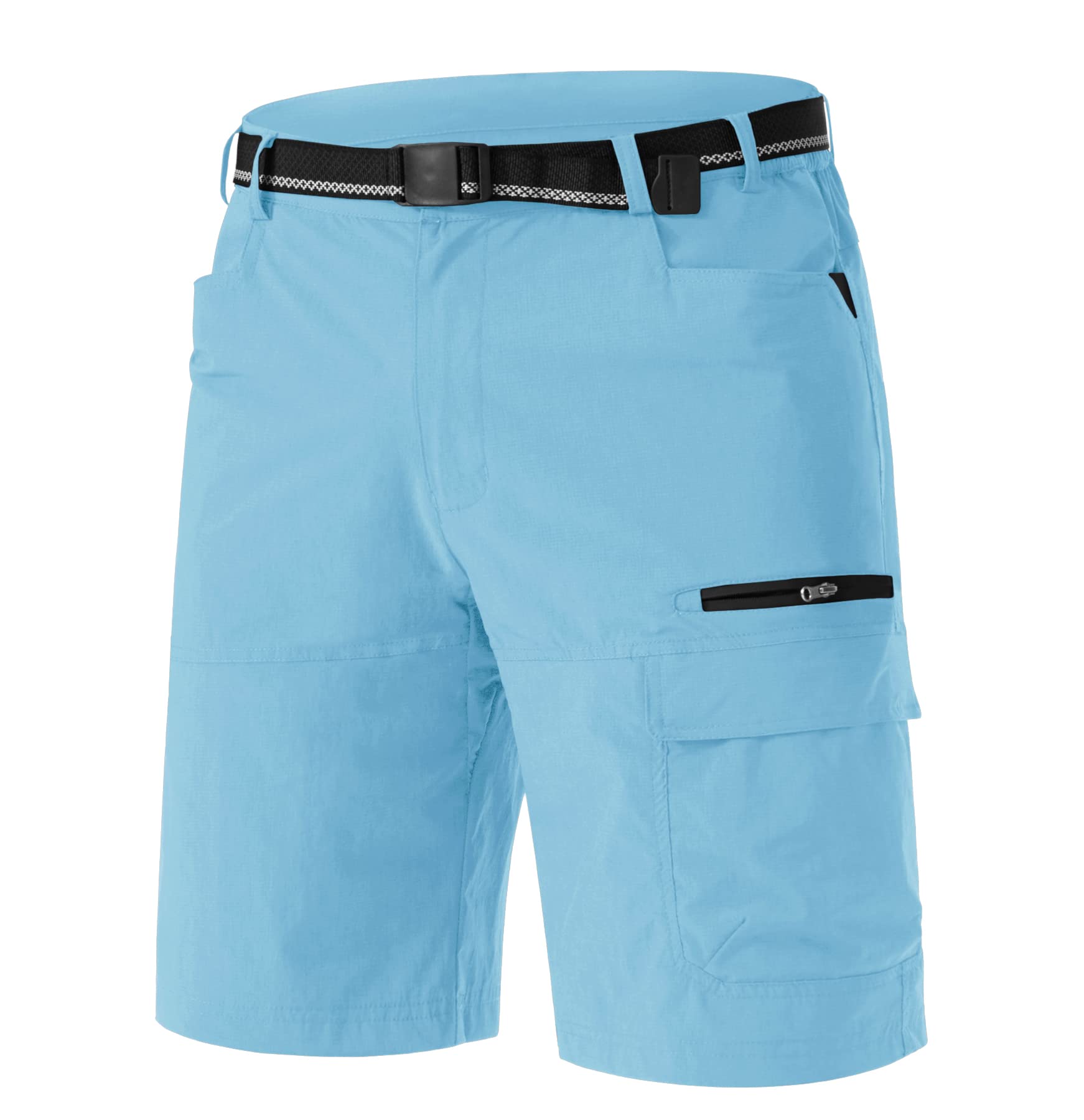 TACVASEN Mens 10" Hiking Shorts Golf Outdoor Lightweight Quick Dry Summer Casual Dress Fishing Shorts with Zipper Pockets Sky Blue 40 Image