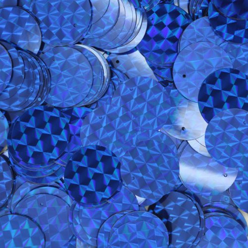 20mm Flat Round SEQUIN PAILLETTES ~ Royal Blue Prism Multi Reflective ~ Loose sequins for embroidery, bridal, applique, arts, crafts, and embellishment. Made in USA.