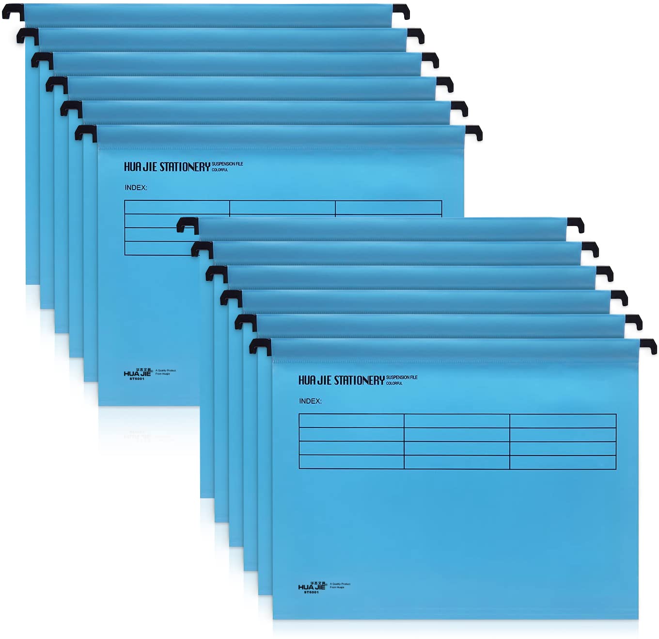 weegoo 12Pcs A4 Suspension Files with Tabs and Card Inserts A4 Folders Hanging Filing Torage Folder for Home School & Office File Organization Filing Cabinet/Blue, DGJB