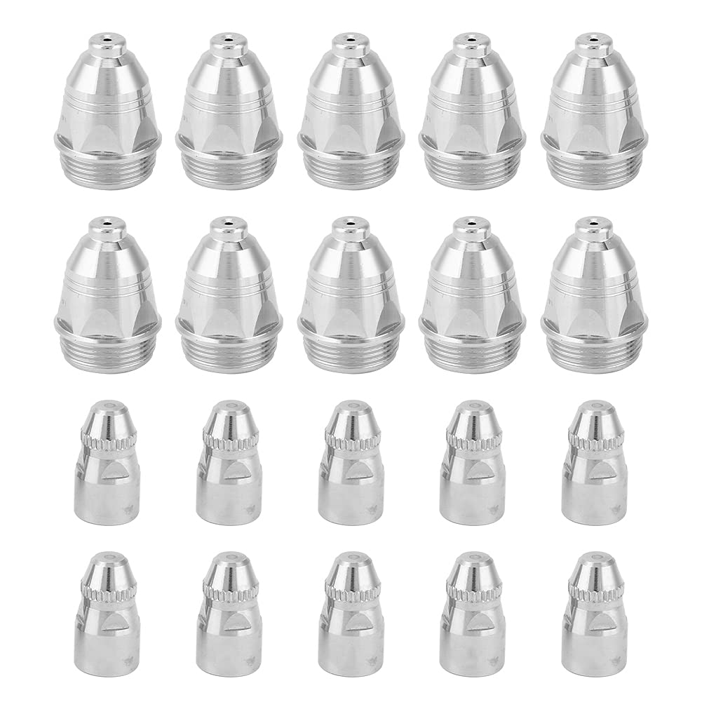EVTSCAN Latest Electrode Nozzle Kit, 1.5mm 10Pcs Electrode Tip + 10Pcs Cutter Torch Nozzle Replacement Part for P80 Plasma Cutting Machine Cutting Medium Thin Metal Sheets