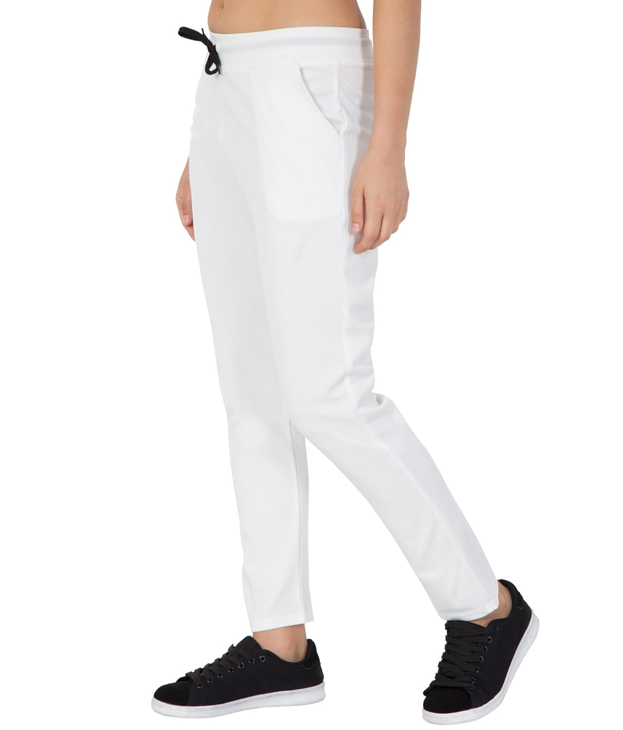 american-elm women's white solid pattern trackpant