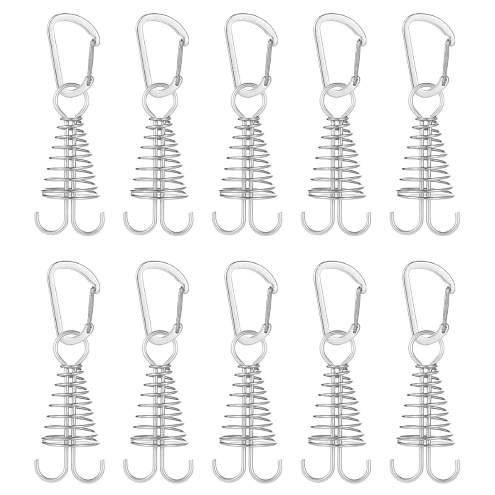 Morobor Deck Anchor Pegs, 10pcs Windproof Aluminium Alloy Fish Bone Tent Stakes with Spring Buckle Portable Wind Rope Anchor for Outdoor Camping