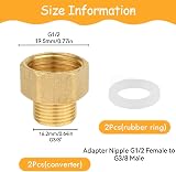 Svalor 1/2 in Female to 3/8 in Male BSP Brass Hex Bushing Connector 2pcs view 2