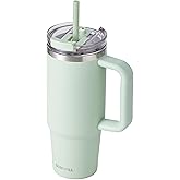 SUNWILL Coffee Tumbler with Handle, 30 oz Travel Mug with Lid and Straw Insulated, Stainless Steel Cup Leak Proof for Travel & Outdoor, Cupholder Friendly, Powder Coated Matcha Cream