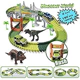 MIECOO Slot Car Race Track Sets Jurassic World Dinosaur Car Toys Create a Road with 142 Pcs Flexible Tracks(50 Pcs Extra Gift), Perfect Birthday for Boys Girls Toddlers Aged 3+