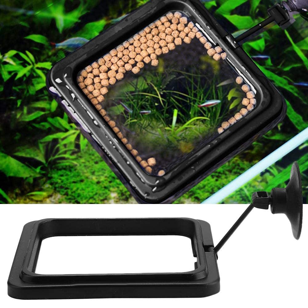 Fish Feeding Ring Aquarium Floating Food Circle Fish Tank Square Feeder Eco-Friendly Fish Safe Food Feeder with Suction Cup(Square)