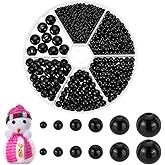 PandaHall 1070pcs Black Round ABS Plastic Pearl Beads, 6 Sizes Smooth Spacer Beads for Bracelet, Necklace, Earring Jewelry Making, 3/4/5/6/8/10mm
