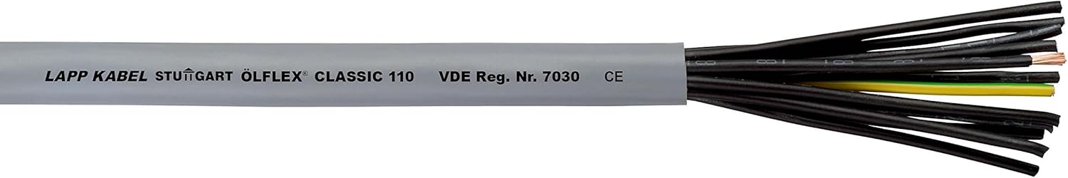 Lapp 1120341 Ölflex Classic, 110, 10 meter, 0,6/1kV, pvc-stuurleiding 7 x 0,75 mm² met beschermende geleider, buiten, vlamvertragend, kabel 7-aderig, aansluitkabel 7G0,75