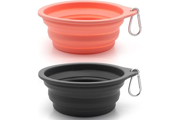SLSON Collapsible Dog Bowls Foldable Dog Travel Water Bowls Integrated Molding No Plastic Rim Portable Pet Feeder Cat Bowl fo