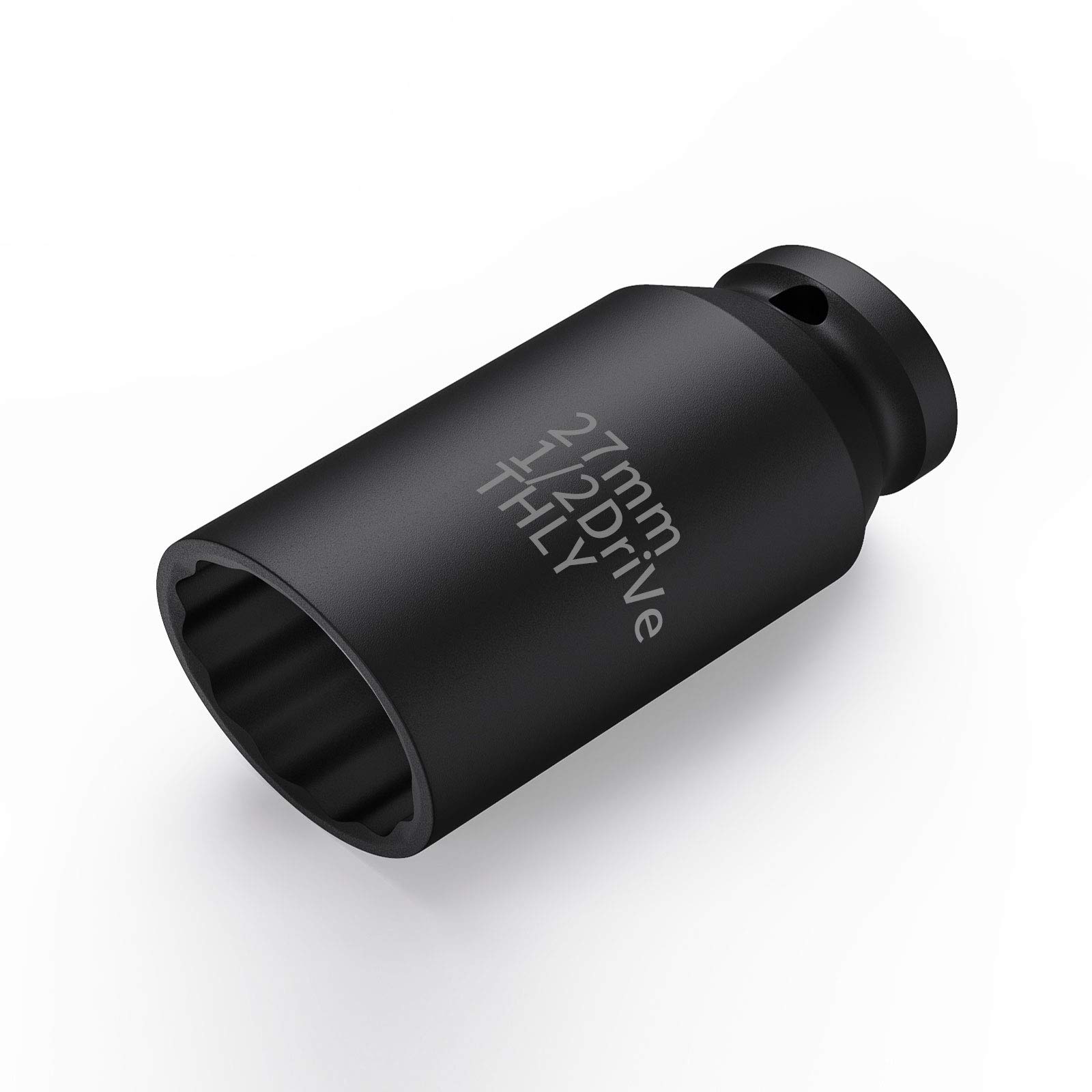 27mm Socket 1/2 Drive, 1/2 Inch Impact Metric 12-Point Deep Axle Nut Socket Set, CR-MO for Easy Removal of Axle Shaft Nuts (27MM)